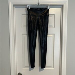 Spanx dark brown embossed High-Waisted Women's fauxleather pants